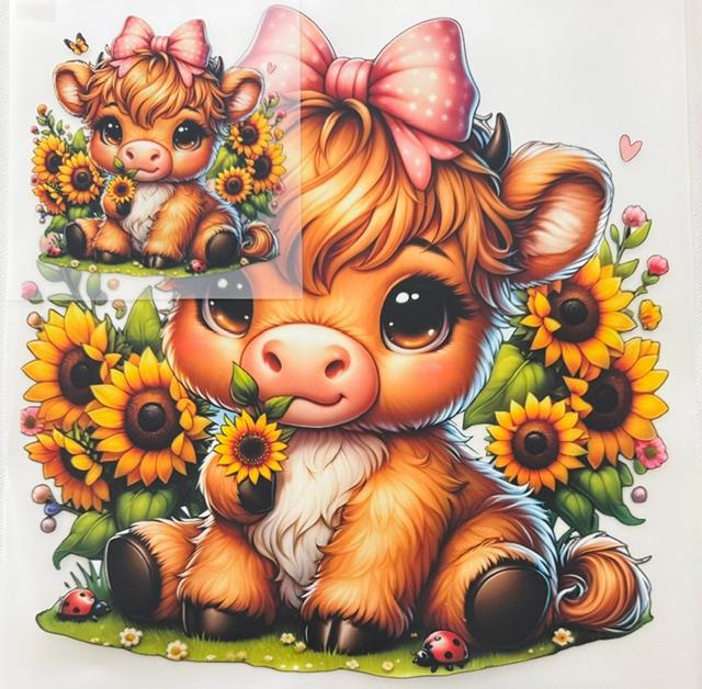 Cow-pink bow, sunflowers-2pc set