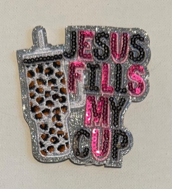 Jesus Fills my Cup bling hat patch