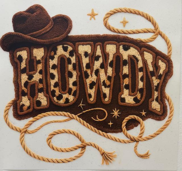 Howdy- leopard,rope, hat on H