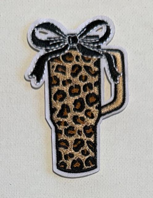 Stanley Cup. cheetah, black bow hat patch