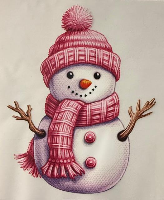 Snowman - pink hat & scarf