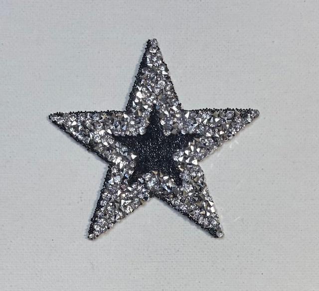 black, Silver outline bling star hat patch