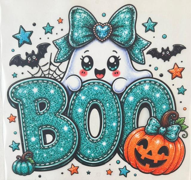 Boo - ghost, teal bow