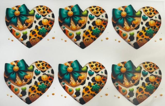 6 hearts, leopard, teal bows