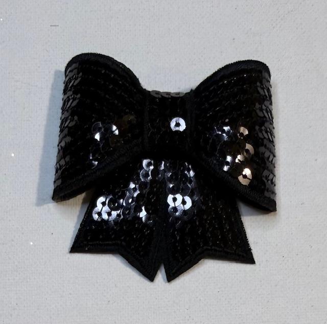 Black Bling 3d bow hat patch