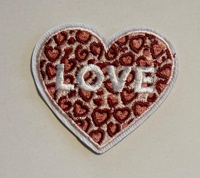 Heart, pink heart cheetah design w/ Love word hat patch
