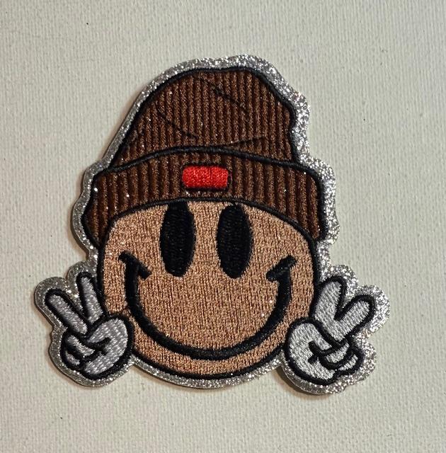 Smiley face-brown beanie