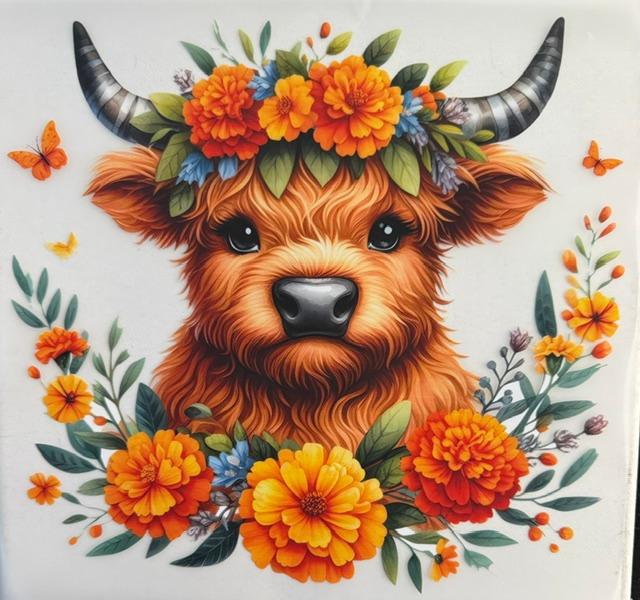 Cow - yellow/orange flowers