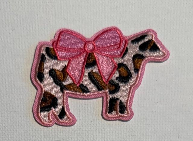 Pink cow w/ pink bow-hat patch