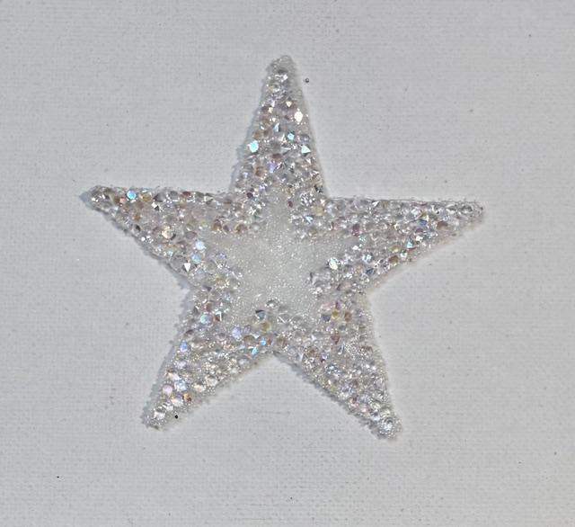 White bling outlined star hat patch