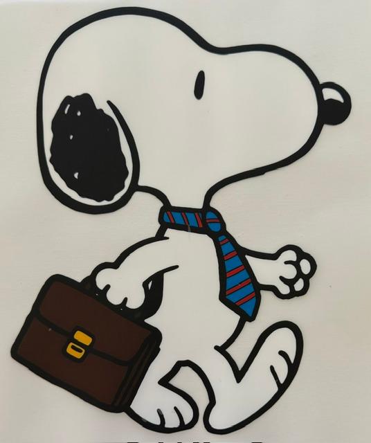 Snoopy-business, holding briefcase