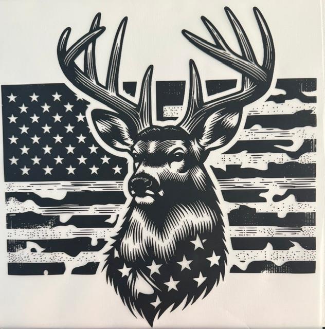 Deer, Am flag B & W
