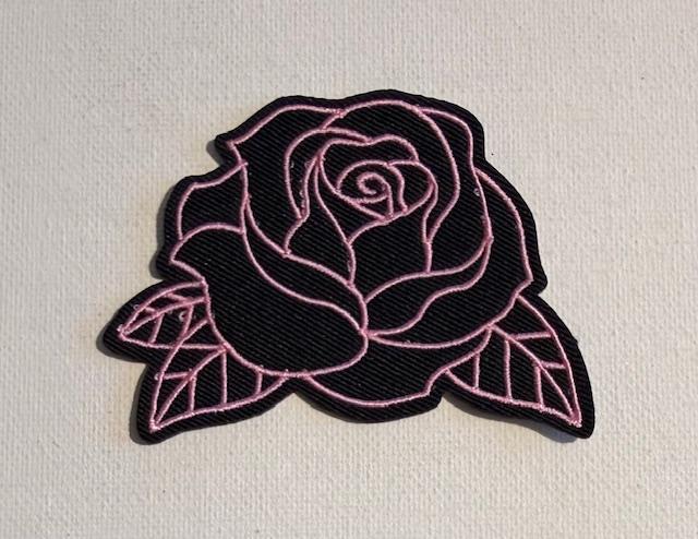 Lt pink rose outline hat patch