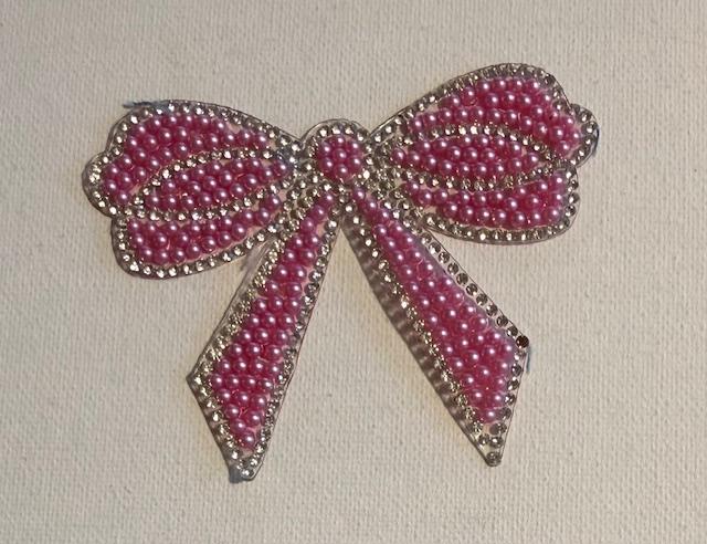 Pink/Silver bling Bow hat patch