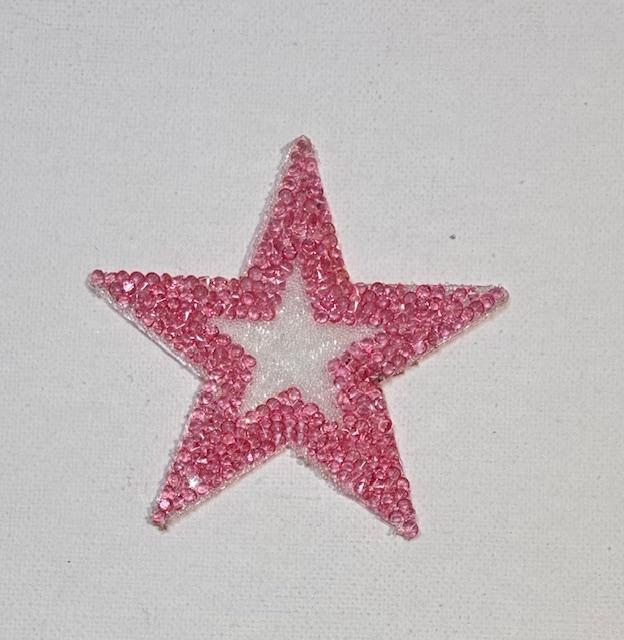 Pink bling outlined star hat patch
