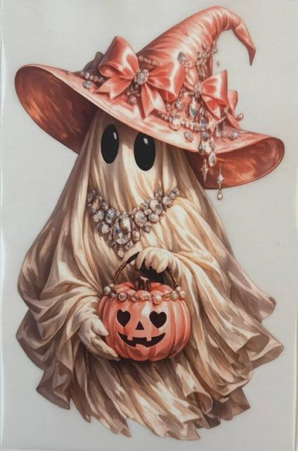 Ghost - Big pink hat/bow/pink pumpkin
