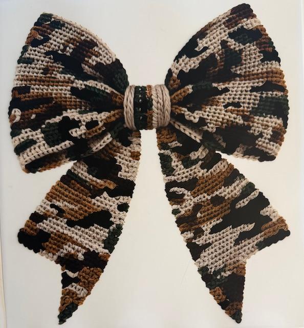 Camo print yarn bow