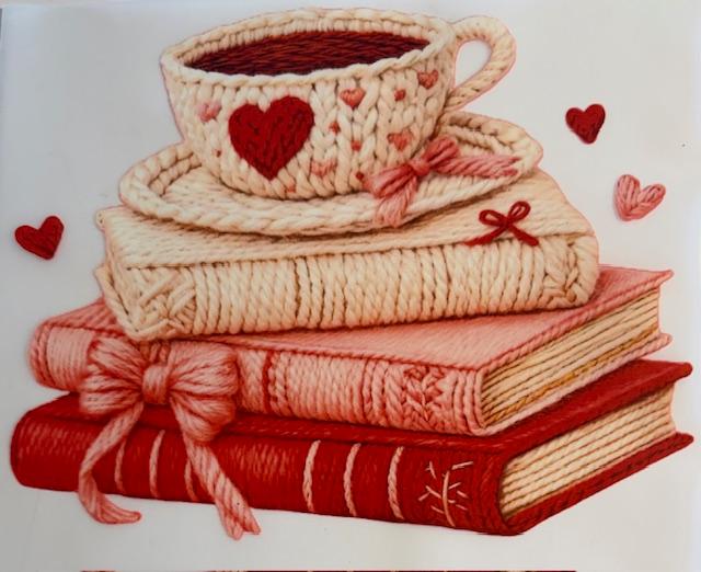 Valentines books and coffee-yarn
