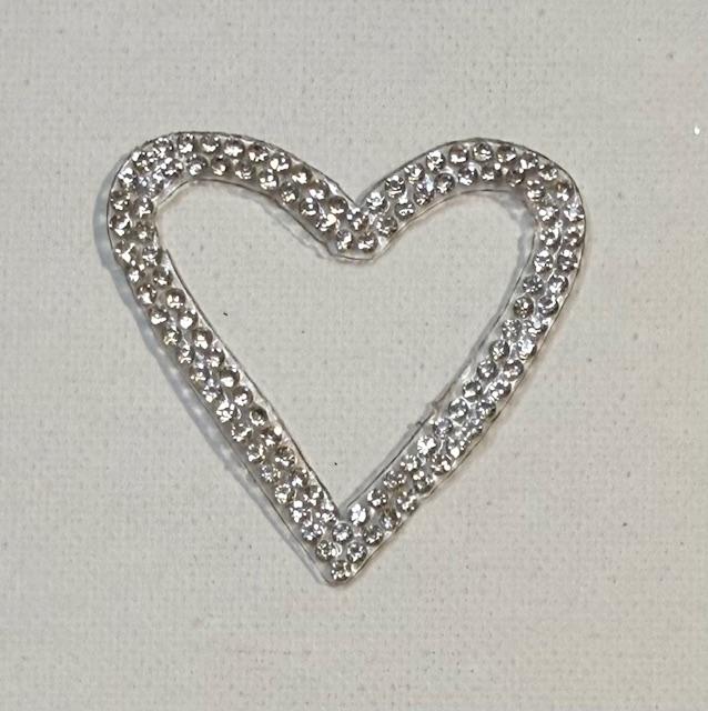 Silver stud open heart hat patch