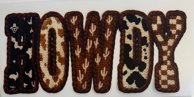 Howdy = brown yarn