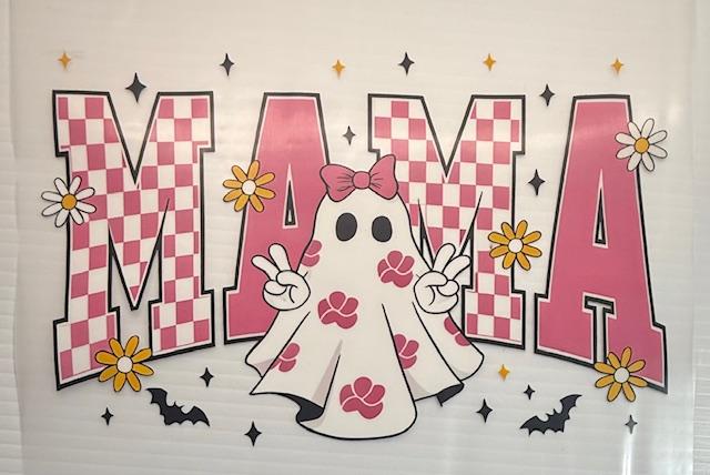 Mama - Ghost w/ pink bow-checkered