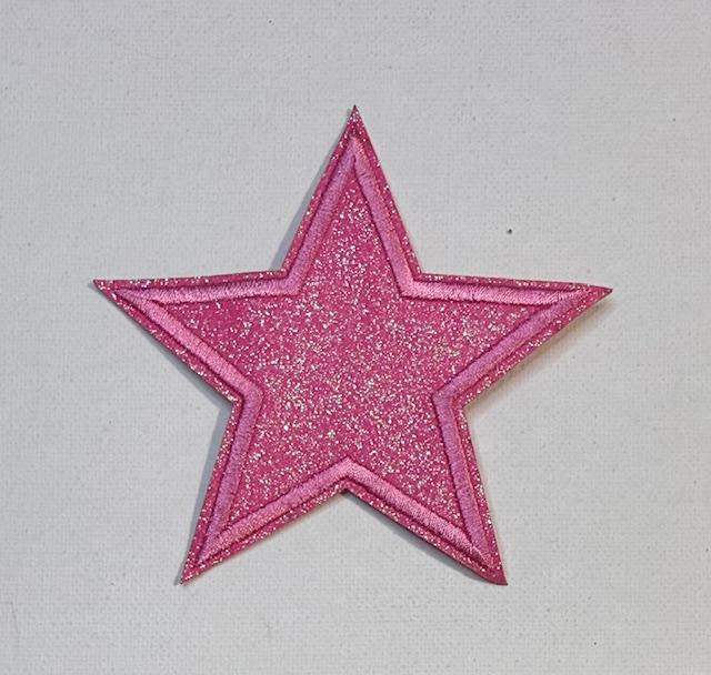 Pink glitter star hat patch