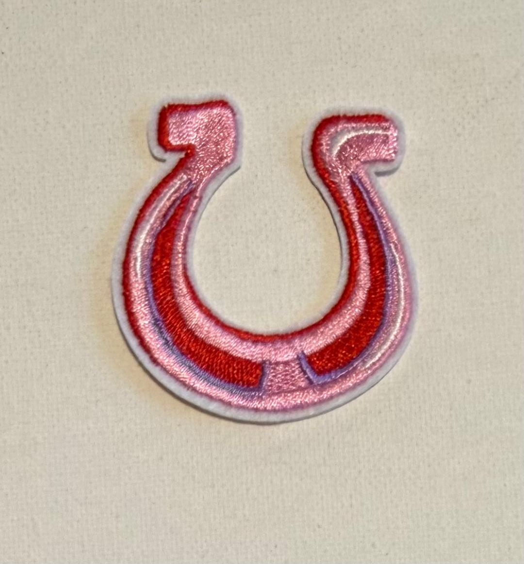 Horseshoe, pink/hot pink hat patch