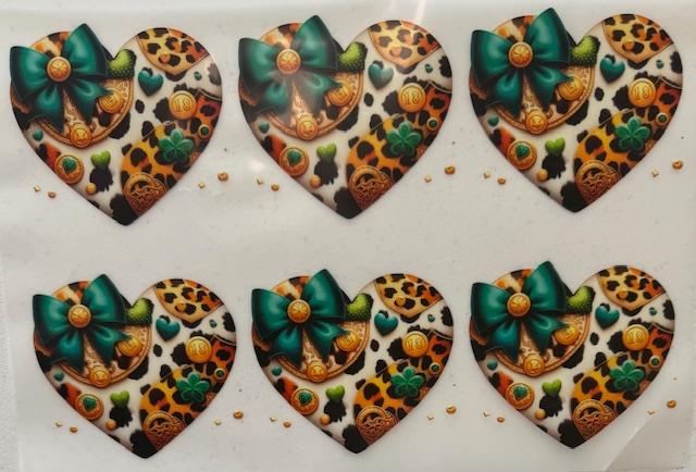 Hearts with teal bow 6pc
