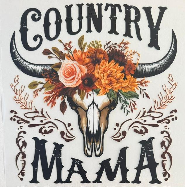 Country Mama - skull, flowers on head