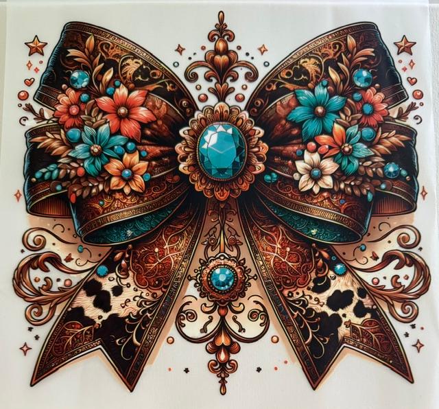 Western Bow, some teal flowers
