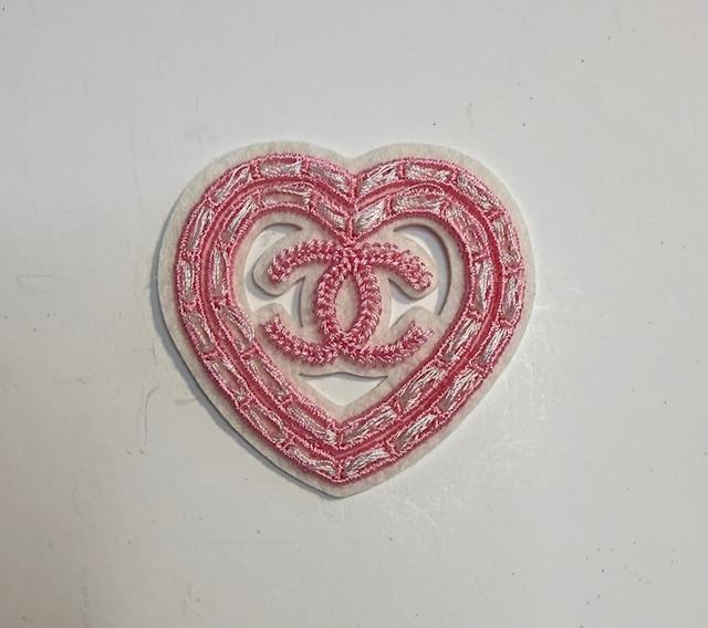 CC-pink open heart hat patch