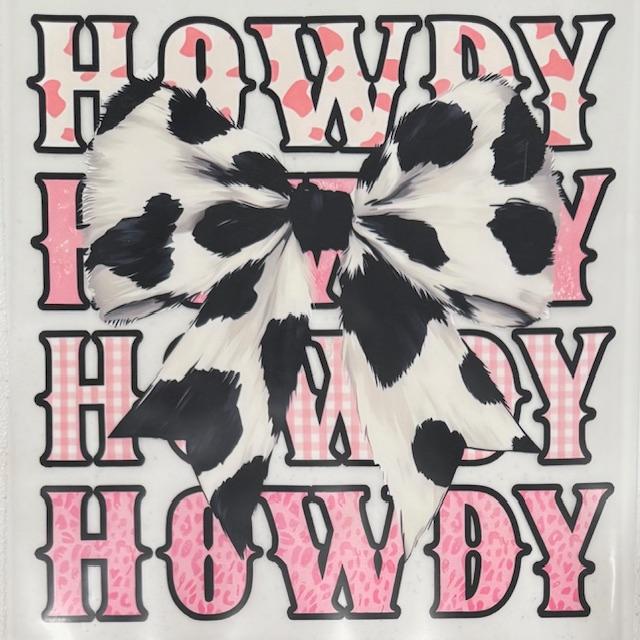 Howdy Howdy Howdy, cow print bow, pink