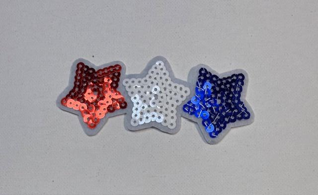 red, white & blue star trio hat patch