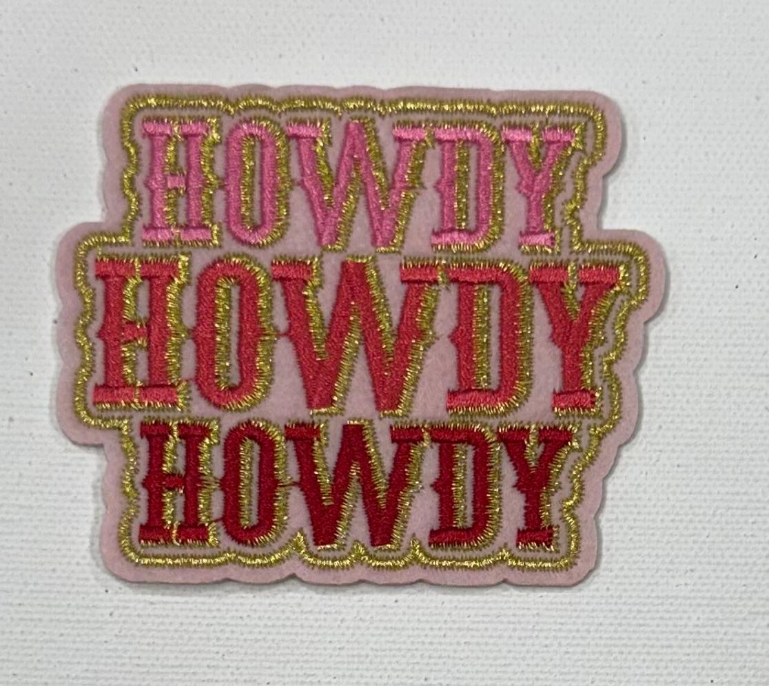 Howdy Howdy Howdy hat patch, gold outline