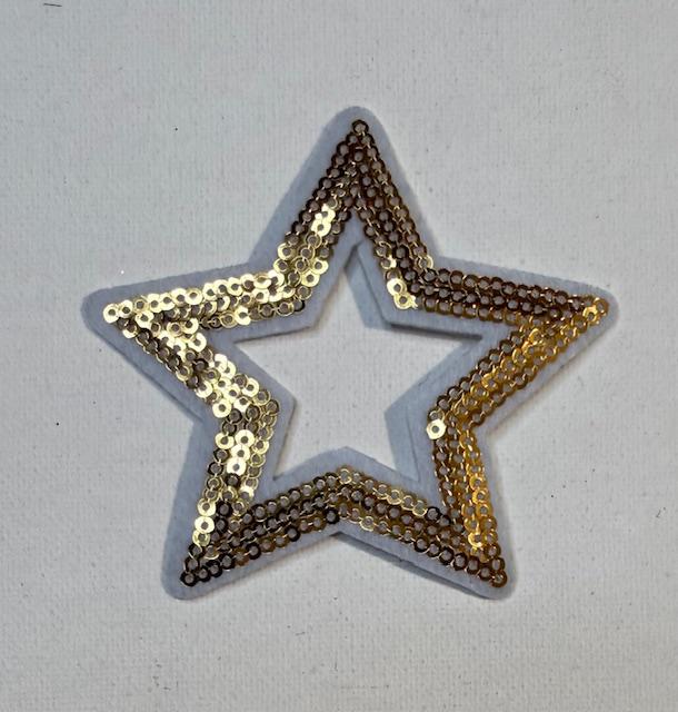 white/gold outlined open star hat patch