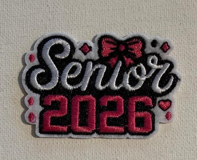Senior 2026, bow on i, hat patch