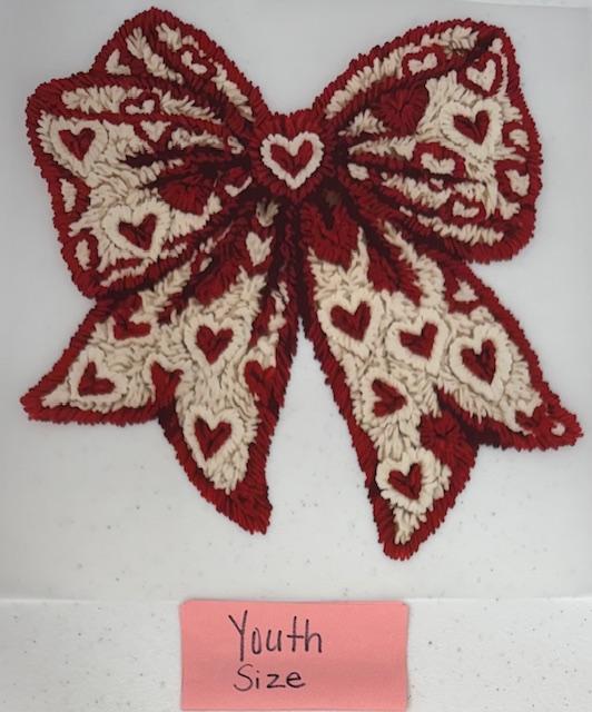 Valentines Bow, red hearts-youth size