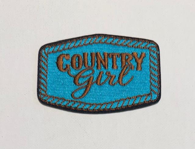 Country Girl teal hat patch