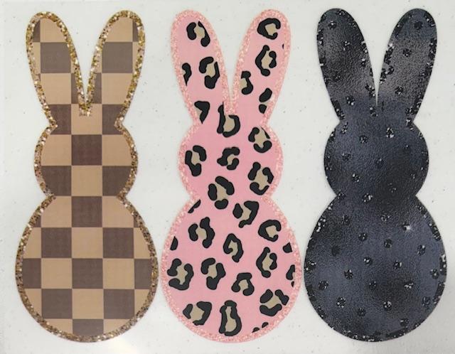 3 Bunnies-checkered, cheetah and blck