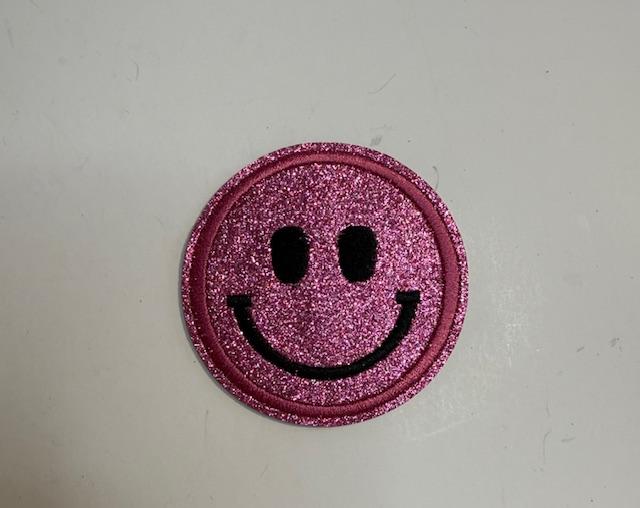 Smiley-hot pink hat patch