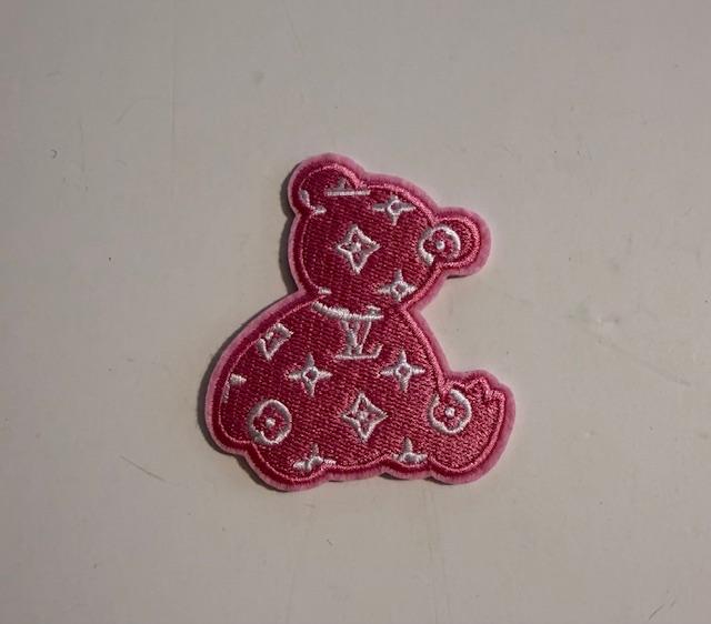 LV pink bear hat patch