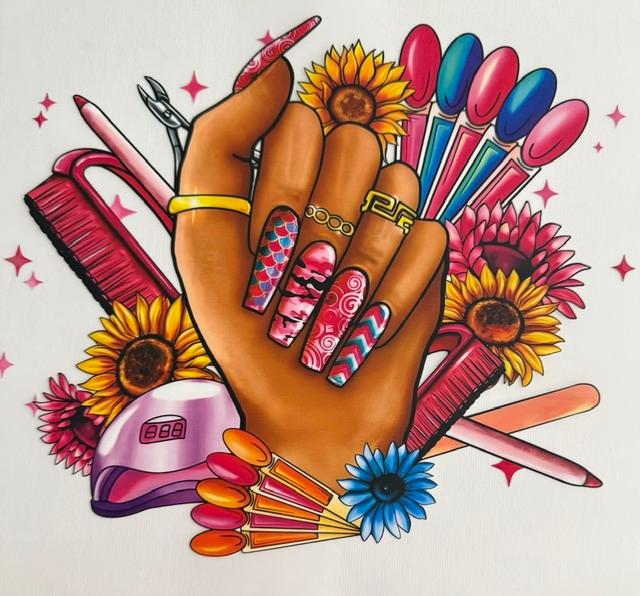 Nail tech hand & nail colors