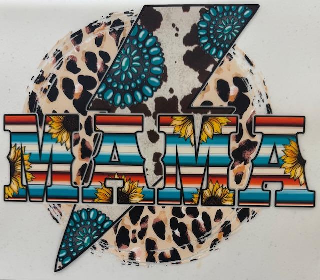 Mama - western, cow print bolt