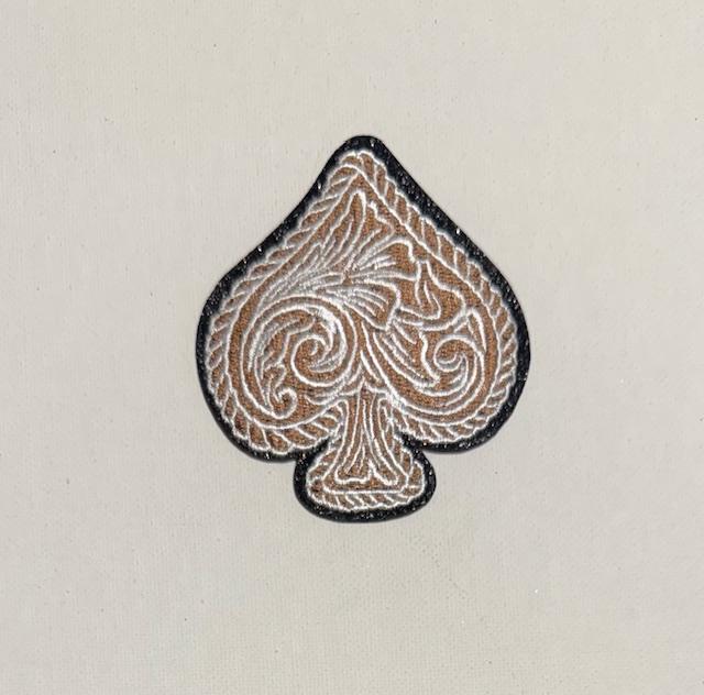 Tan/white western spade hat patch
