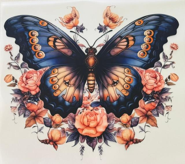 Big Butterfly - peachy flowers
