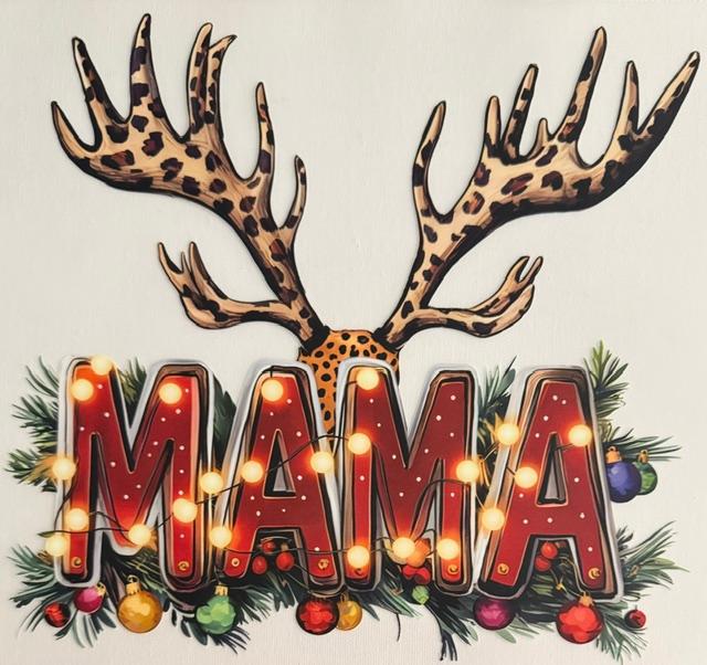 Mama - Christmas lights, cheetah antlers