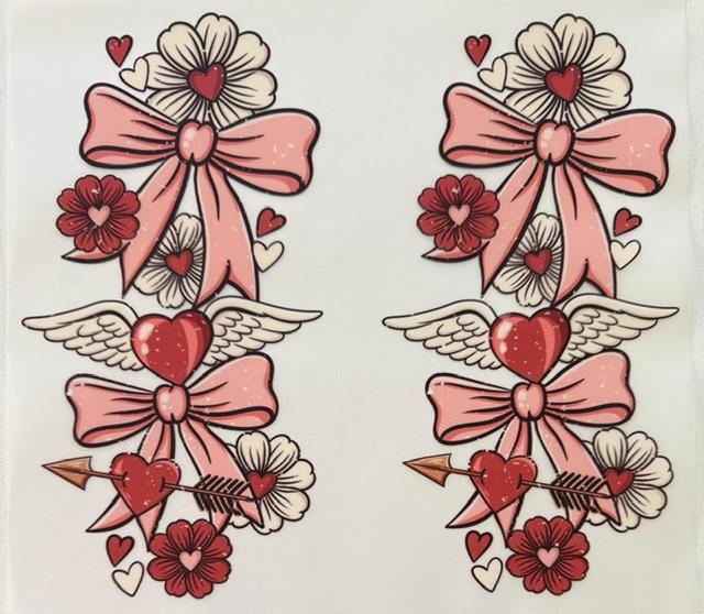Pink bows, hearts, flowers (for sleeves)