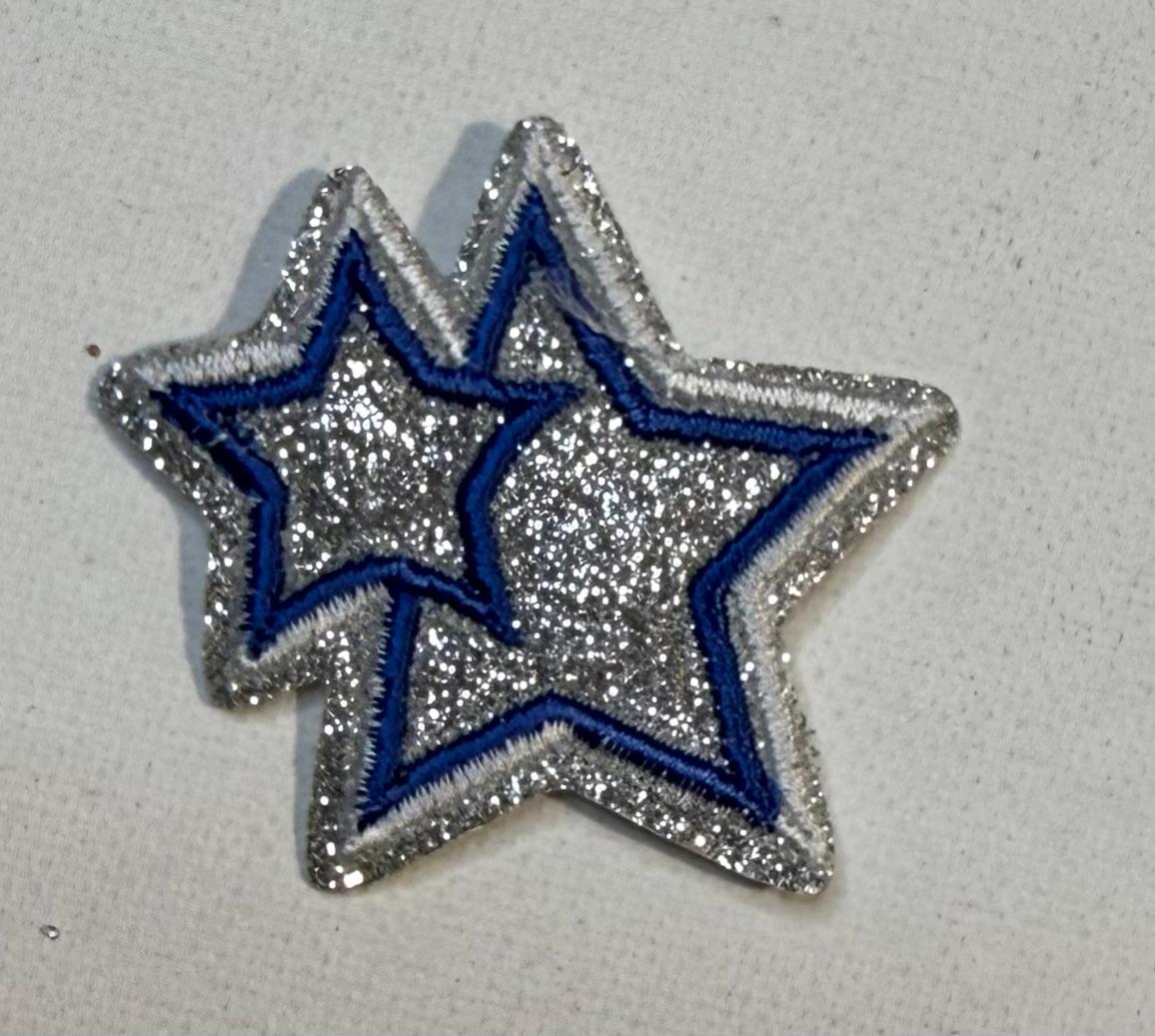 Blue silver stars hat patch