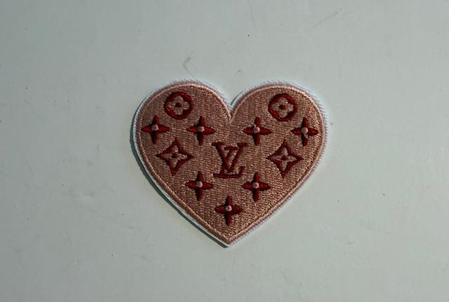 LV pink heart hat patch