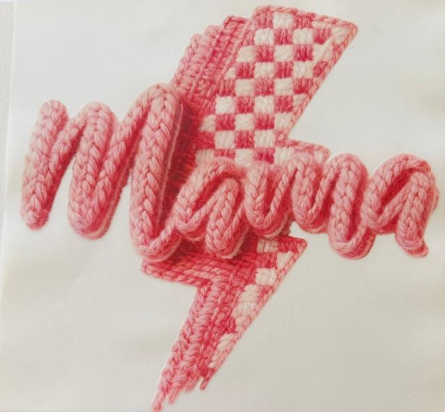 Mama - pink checkered, bolt
